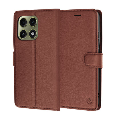 Case for Motorola Edge 70 Pro, Techsuit, Leather Folio, Brown