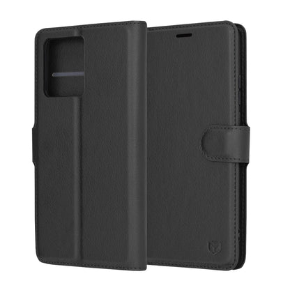 Case for Motorola Moto G86, Techsuit, Leather Folio, Black