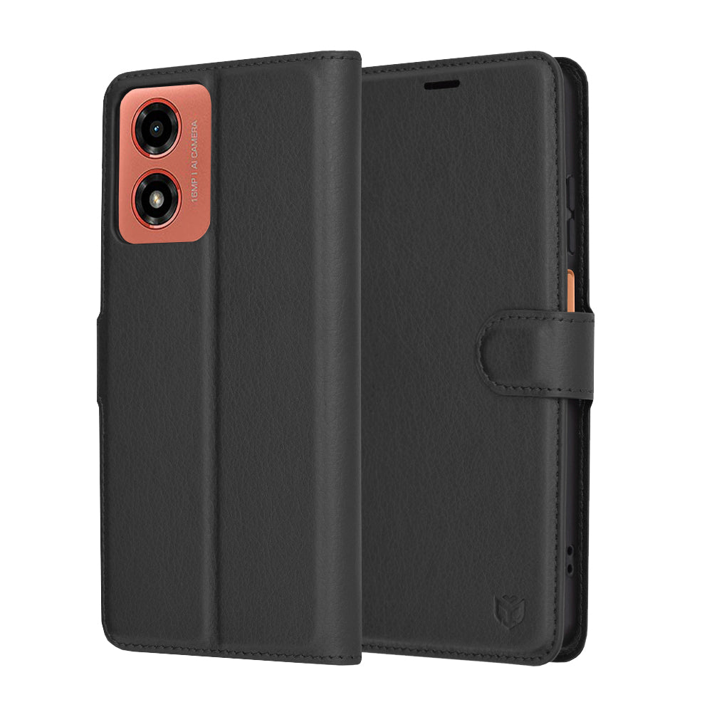 Etui na Motorola Moto G04s / E14 / G04 / G24, Techsuit, Leather Folio, czarne