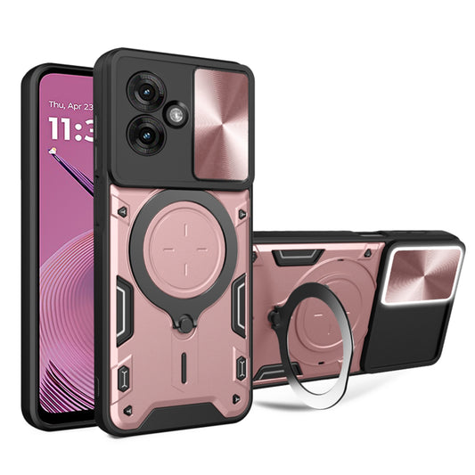 Etui na Motorola Moto G55, Techsuit, CamGuard Pro, Różowo-Złoty