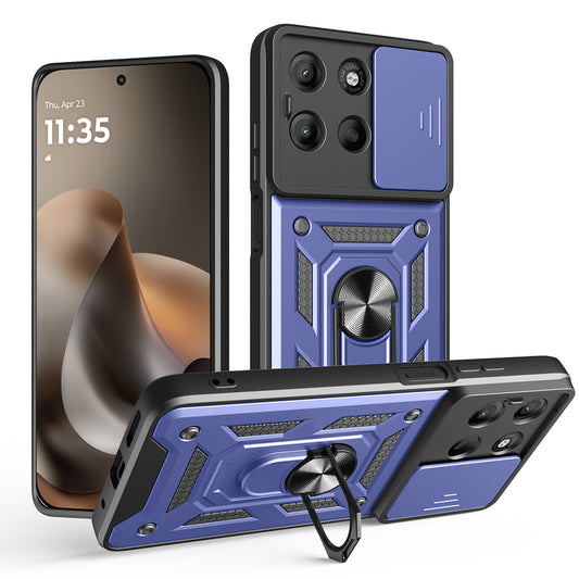 Etui na Motorola Moto G77 / G67, Techsuit, CamShield, Niebieskie