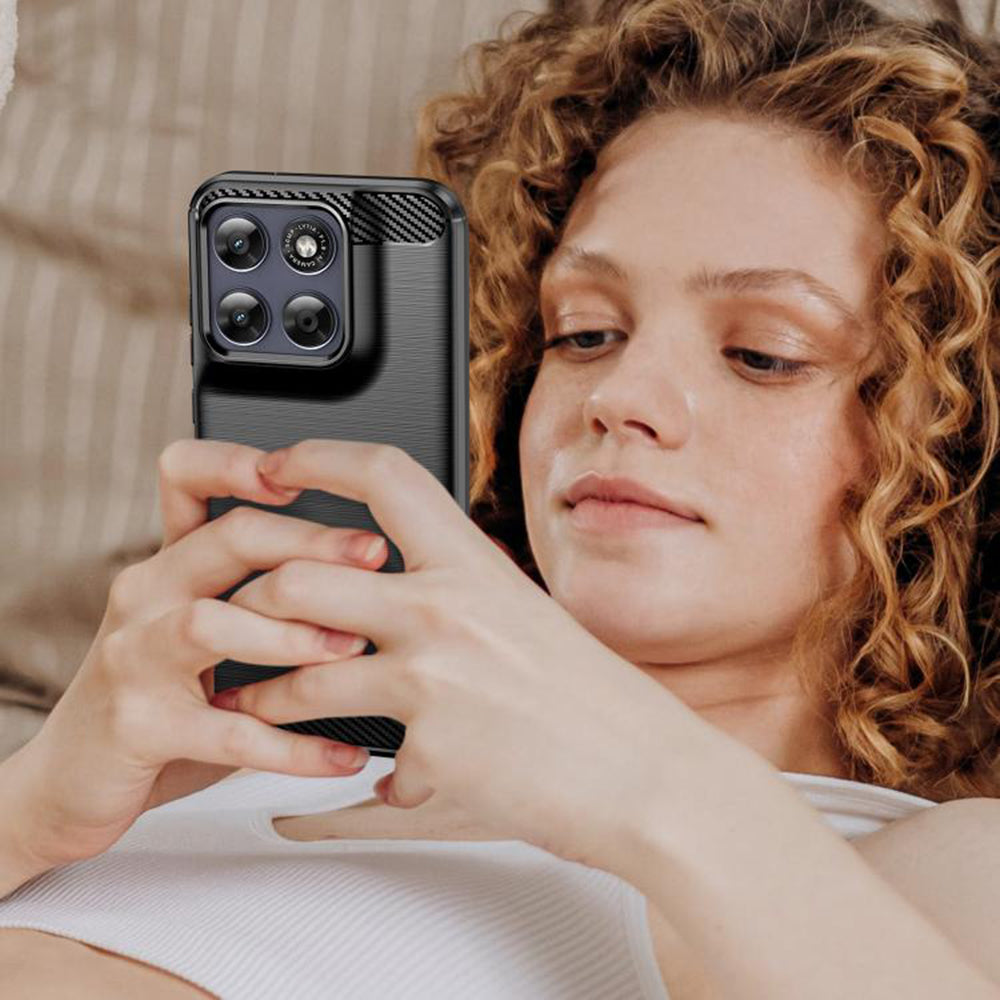 Etui na Motorola Moto G77 / G67, Techsuit, Carbon, Czarne