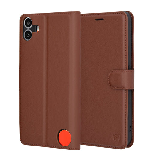 Etui na Nothing CMF Phone 1, Techsuit, Leather Folio, Brązowe
