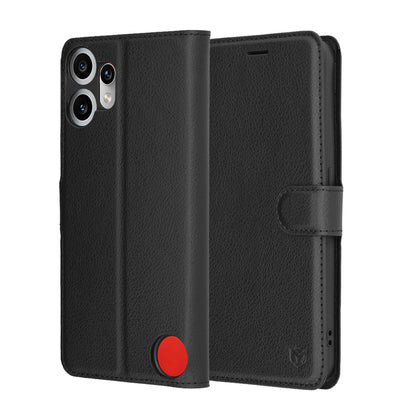 Case for Nothing CMF Phone 2 Pro, Techsuit, Leather Folio, Black