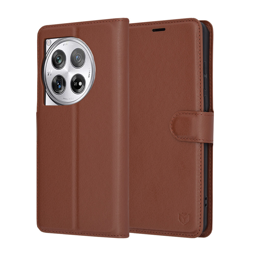 Etui na OnePlus 12, Techsuit, Leather Folio, Brązowe