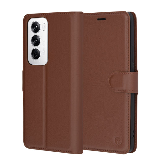 Etui na Oppo Reno12, Techsuit, Leather Folio, Brązowe