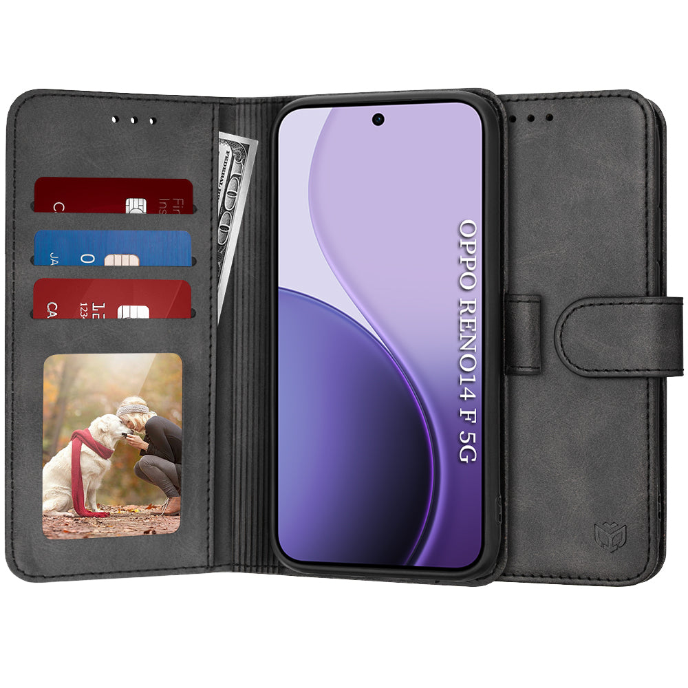 Case for Oppo Reno14 FS 5G / Reno14 F, Techsuit, Diary Book, Black