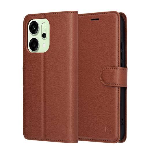 Etui na Oppo Reno14, Techsuit, Leather Folio, Brązowy