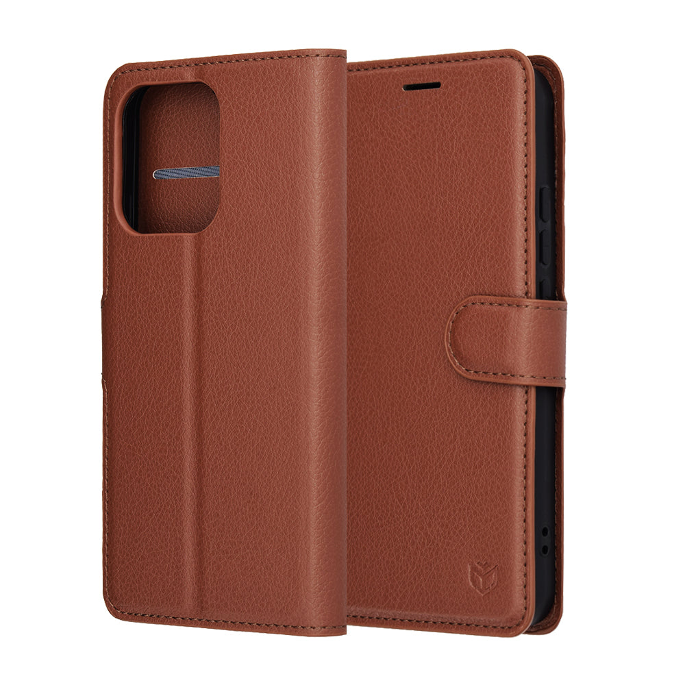 Case for Oppo Reno14, Techsuit, Leather Folio, Brown