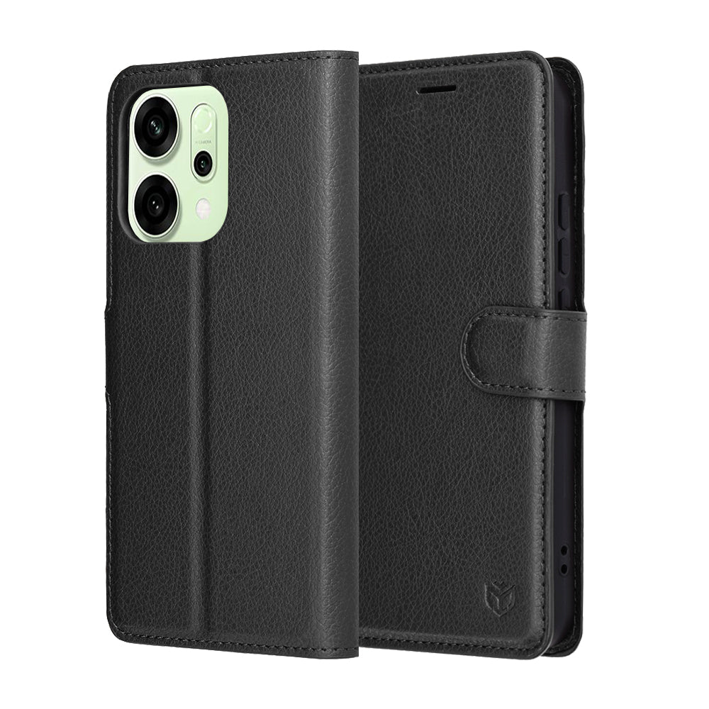 Etui na Oppo Reno14, Techsuit, Leather Folio, Czarne