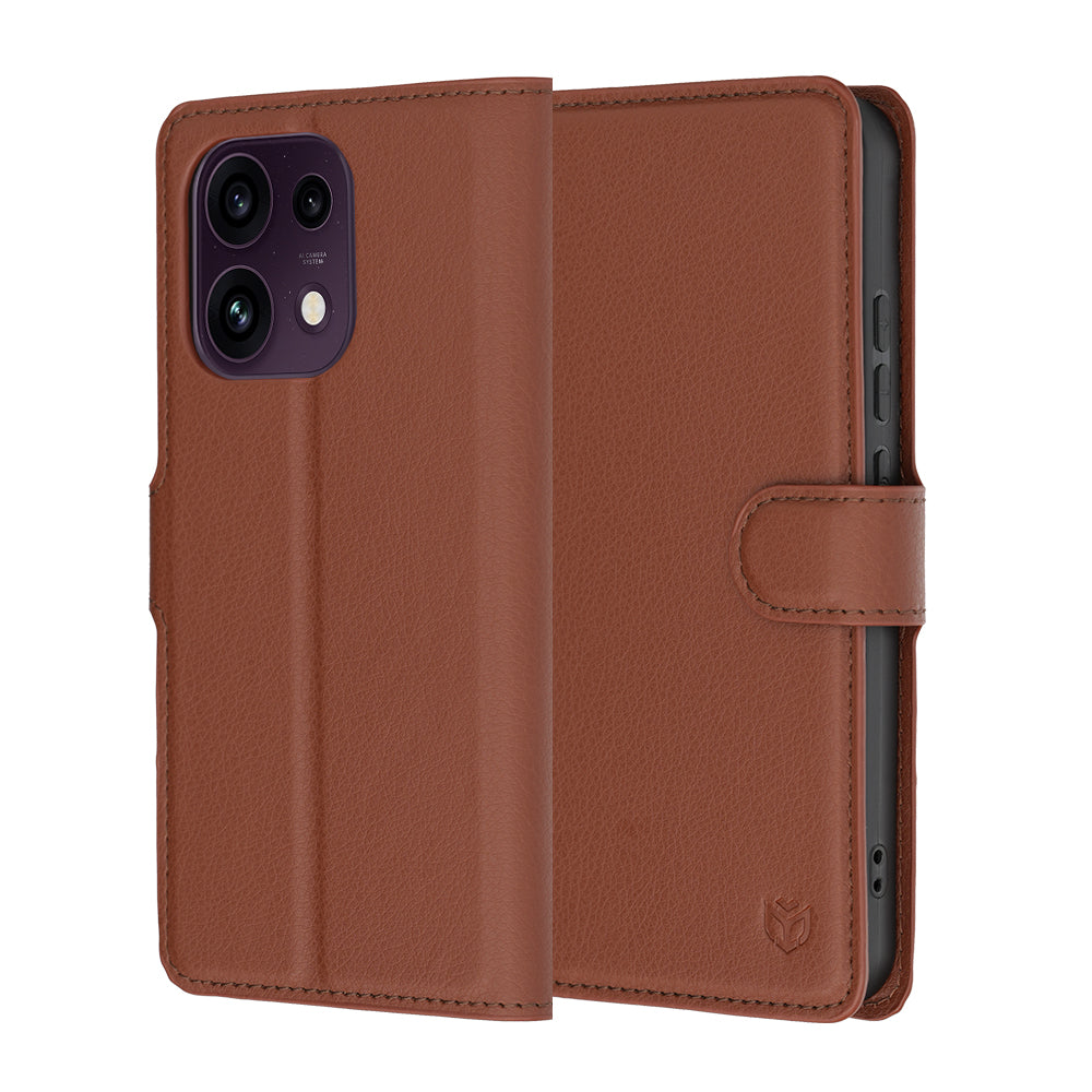 Etui na Oppo Reno16 F / Reno16 FS, Techsuit, Leather Folio, Brązowe