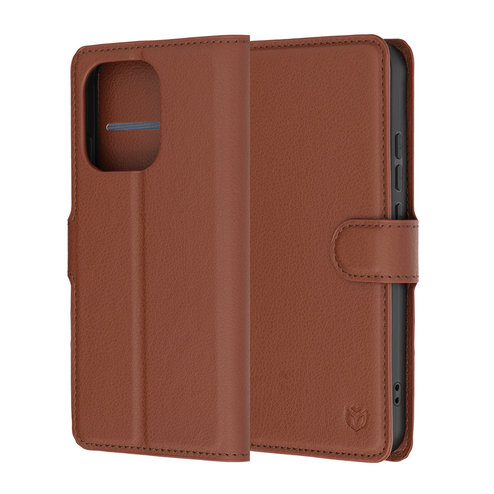 Etui na Oppo Reno16 F / Reno16 FS, Techsuit, Leather Folio, Brązowe