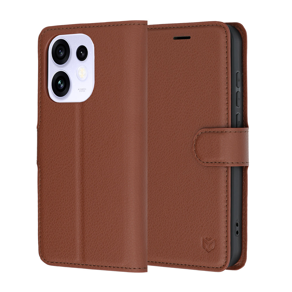 Etui na Oppo Reno16 / Reno16 Pro, Techsuit, Leather Folio, Brązowe
