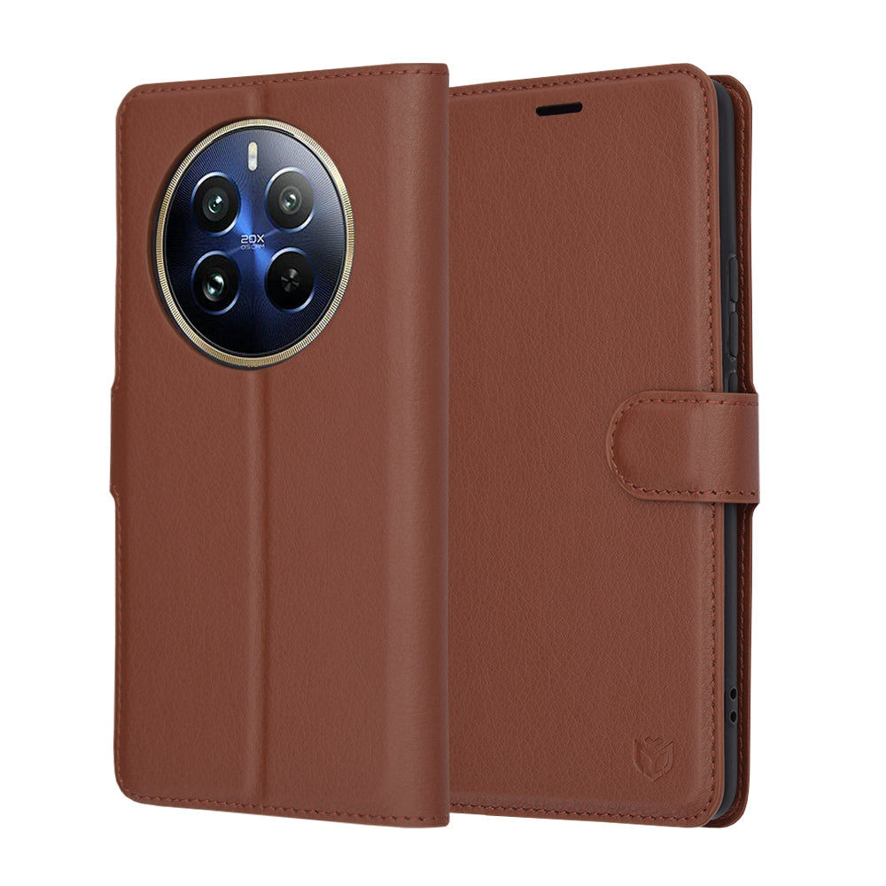 Case for Realme 12 Pro / 12 Pro+, Techsuit, Leather Folio, Brown