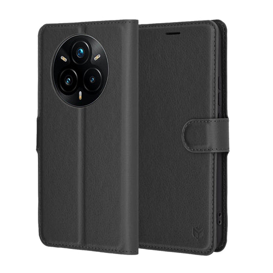 Case for Realme 14 Pro+, Techsuit, Leather Folio, Black