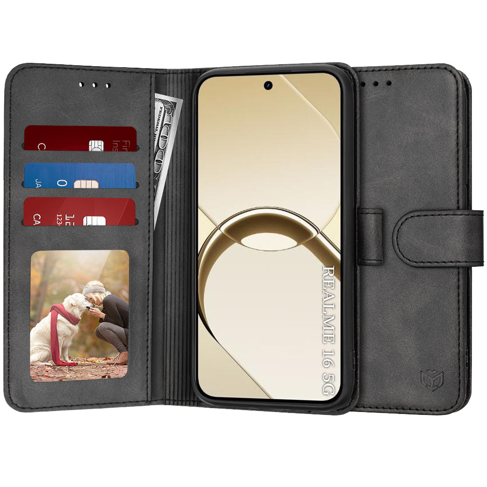 Etui na Realme 16, Techsuit, Diary Book, czarne