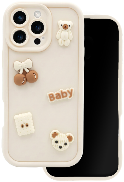 Etui do Samsung Galaxy A57 5G, OEM, Ultra Trendy 3D Bear, Beżowe