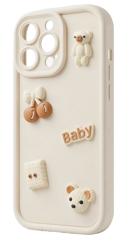 Case for Samsung Galaxy S26 Plus S947, OEM, Ultra Trendy 3D Bear, Beige