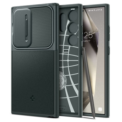 Etui do Samsung Galaxy S24 Ultra S928, Spigen, OPTIK ARMOR, Zielony ACS07314 