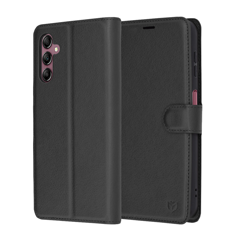 Case for Samsung Galaxy A14 A145 / A14 5G A146, Techsuit, Leather Folio, Black