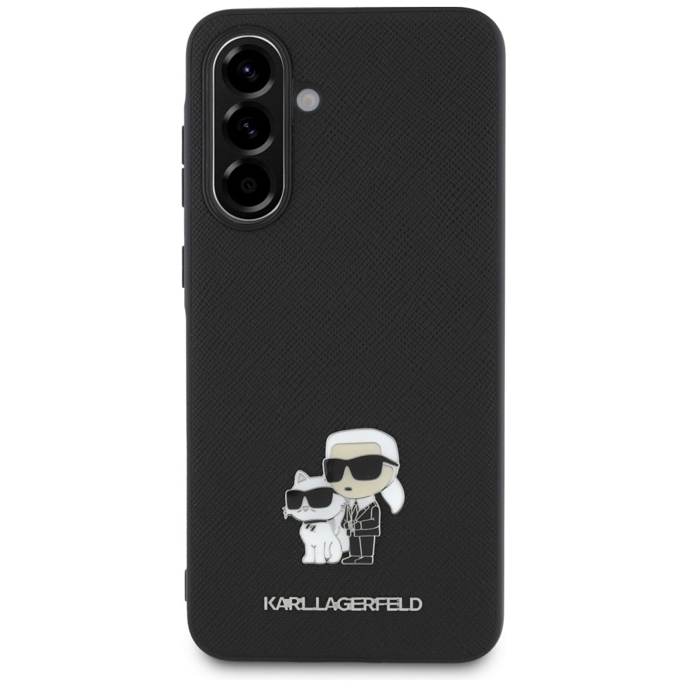 Case for Samsung Galaxy A36 A366, Karl Lagerfeld, Saffiano Karl & Choupette Metal, Black