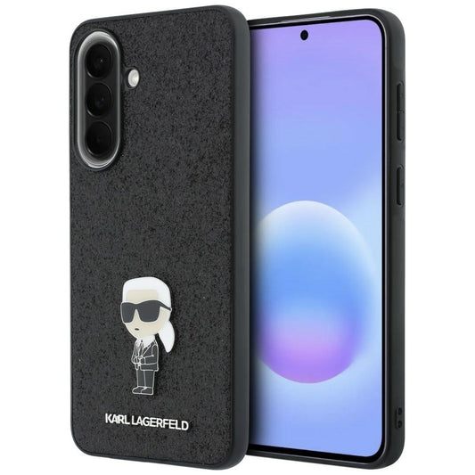 Etui na Samsung Galaxy A37 5G, Karl Lagerfeld, Glitter Fixed Ikonik Karl, czarne