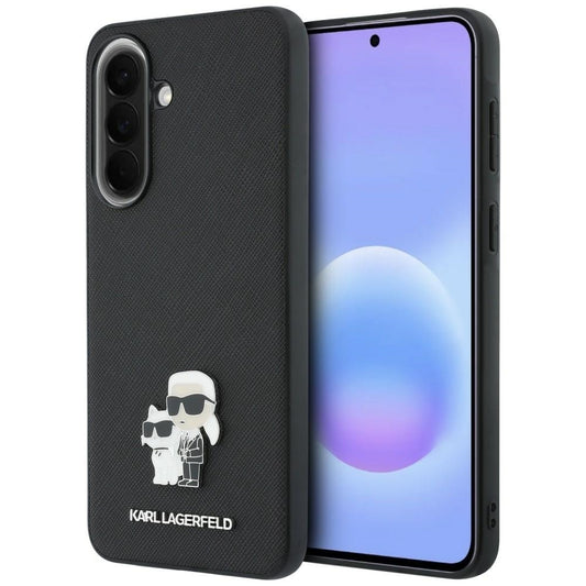 Etui na Samsung Galaxy A37 5G, Karl Lagerfeld, Saffiano Karl & Choupette Metal, czarne
