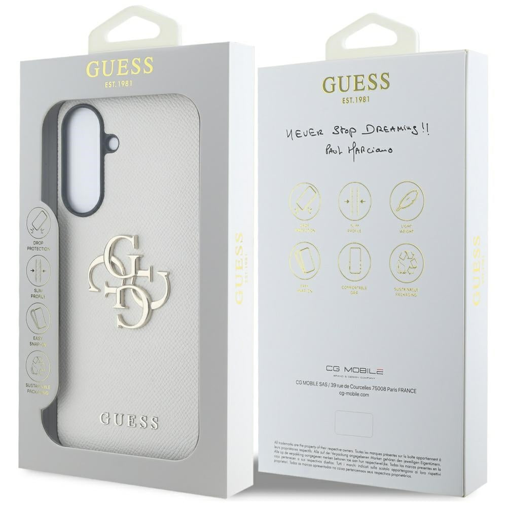 Etui na Samsung Galaxy A56 A566, Guess, 4G Grained Big and Classic Logo, Beżowy