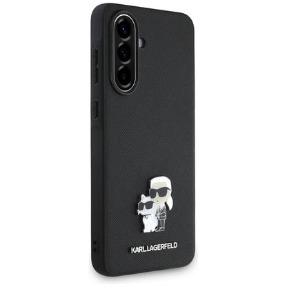 Etui na Samsung Galaxy A56 A566, Karl Lagerfeld, Saffiano Karl & Choupette Metal, Czarne