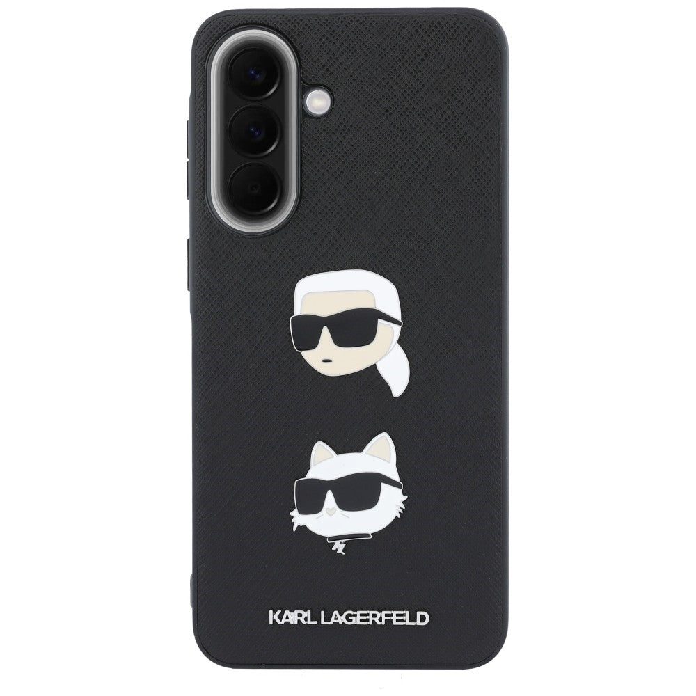 Case for Samsung Galaxy A57 5G, Karl Lagerfeld, Grained Karl & Choupette's Heads Pins and Logo, Black