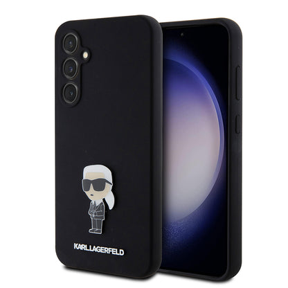 Etui na Samsung Galaxy S23 FE S711, Karl Lagerfeld, Silicone Ikonik Karl Metal, Czarne