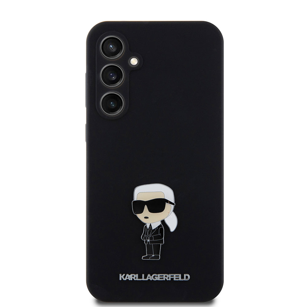 Etui na Samsung Galaxy S23 FE S711, Karl Lagerfeld, Silicone Ikonik Karl Metal, Czarne