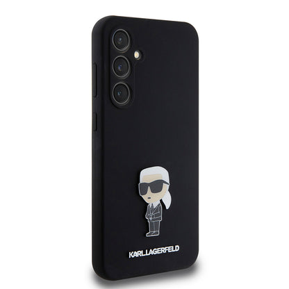 Etui na Samsung Galaxy S23 FE S711, Karl Lagerfeld, Silicone Ikonik Karl Metal, Czarne