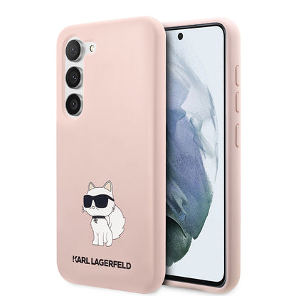 Etui na Samsung Galaxy S23+ S916, Karl Lagerfeld, Silicone Choupette, Różowy