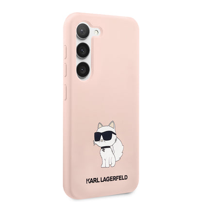 Etui na Samsung Galaxy S23+ S916, Karl Lagerfeld, Silicone Choupette, Różowy