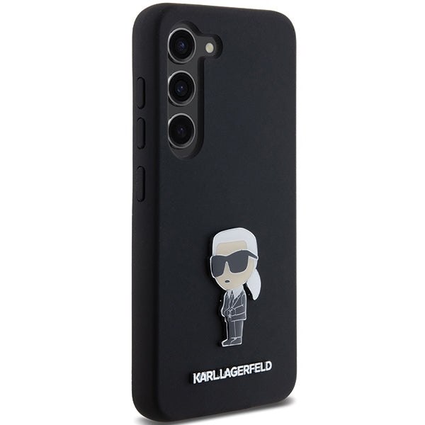 Case for Samsung Galaxy S23+ S916, Karl Lagerfeld, Silicone Ikonik Karl Metal, Black