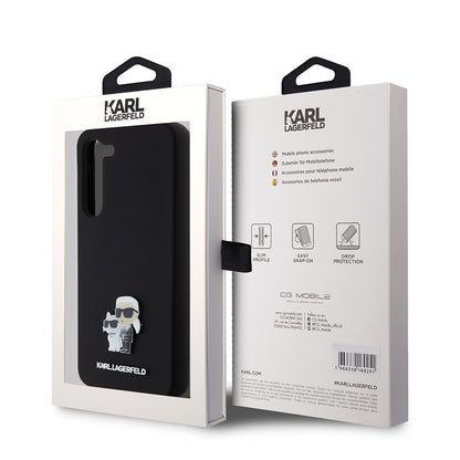 Etui na Samsung Galaxy S23+ S916, Karl Lagerfeld, Silicone Karl & Choupette Metal, Czarne