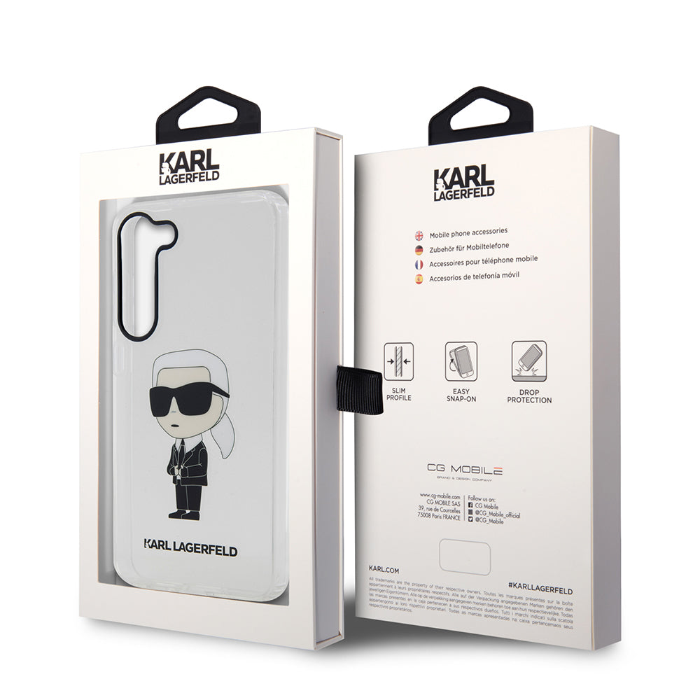 Etui na Samsung Galaxy S23 S911, Karl Lagerfeld, Ikonik Karl, Przezroczyste