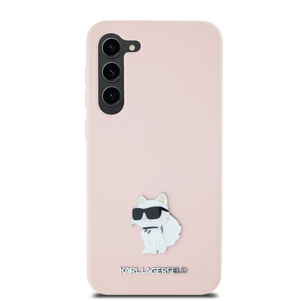 Etui na Samsung Galaxy S23 S911, Karl Lagerfeld, Silicone Choupette Metal, Różowy