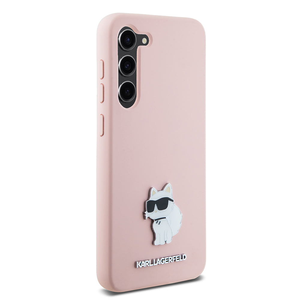 Etui na Samsung Galaxy S23 S911, Karl Lagerfeld, Silicone Choupette Metal, Różowy