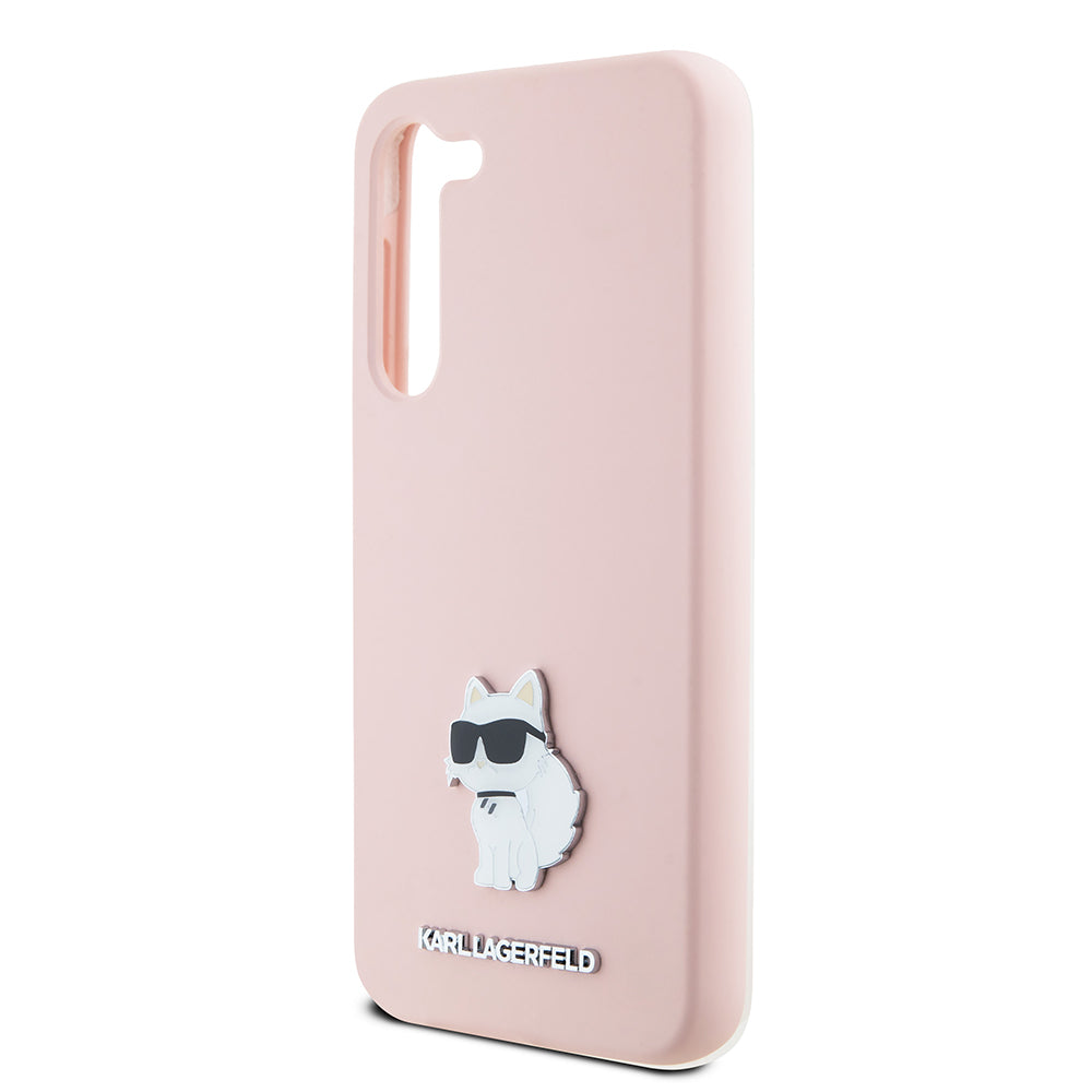 Etui na Samsung Galaxy S23 S911, Karl Lagerfeld, Silicone Choupette Metal, Różowy