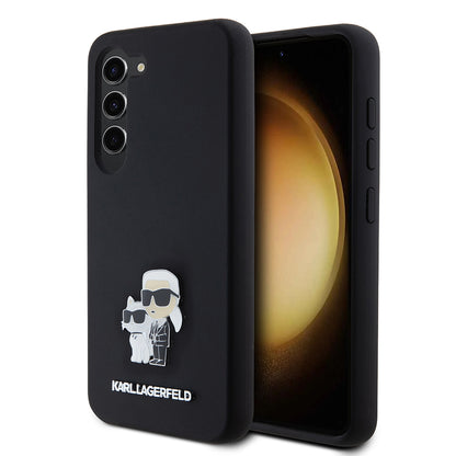 Etui na Samsung Galaxy S23 S911, Karl Lagerfeld, Silikon Karl & Choupette Metal, Czarne