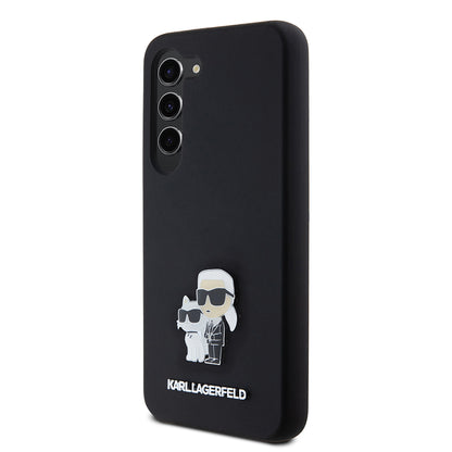 Etui na Samsung Galaxy S23 S911, Karl Lagerfeld, Silikon Karl & Choupette Metal, Czarne