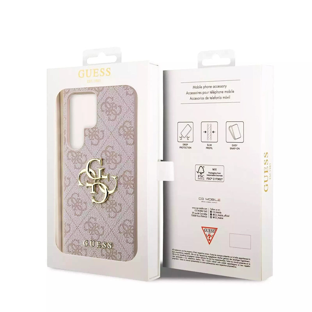 Etui na Samsung Galaxy S23 Ultra S918, Guess, 4G Big Logo, Różowy.