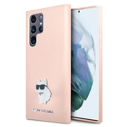 Etui na Samsung Galaxy S23 Ultra S918, Karl Lagerfeld, Silikonowe Choupeete Metal, Różowy