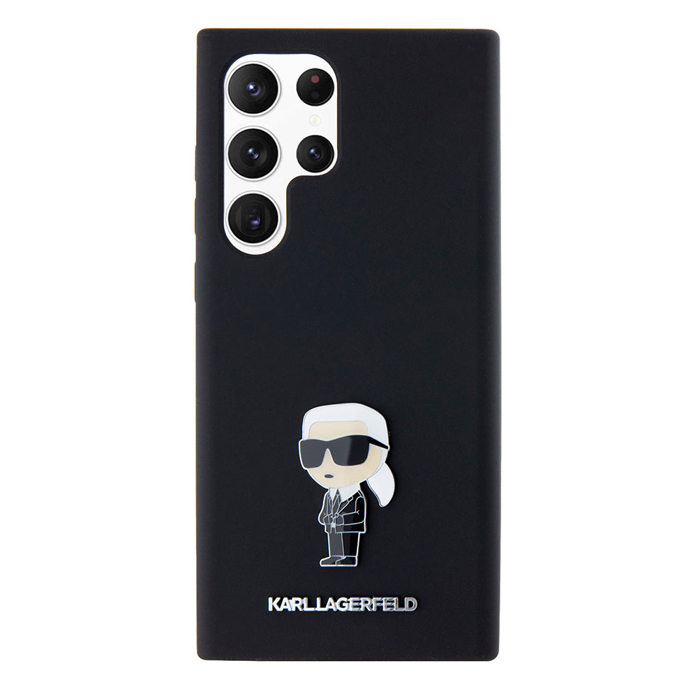 Etui na Samsung Galaxy S23 Ultra S918, Karl Lagerfeld, Silicone Ikonik Karl Metal, Czarne