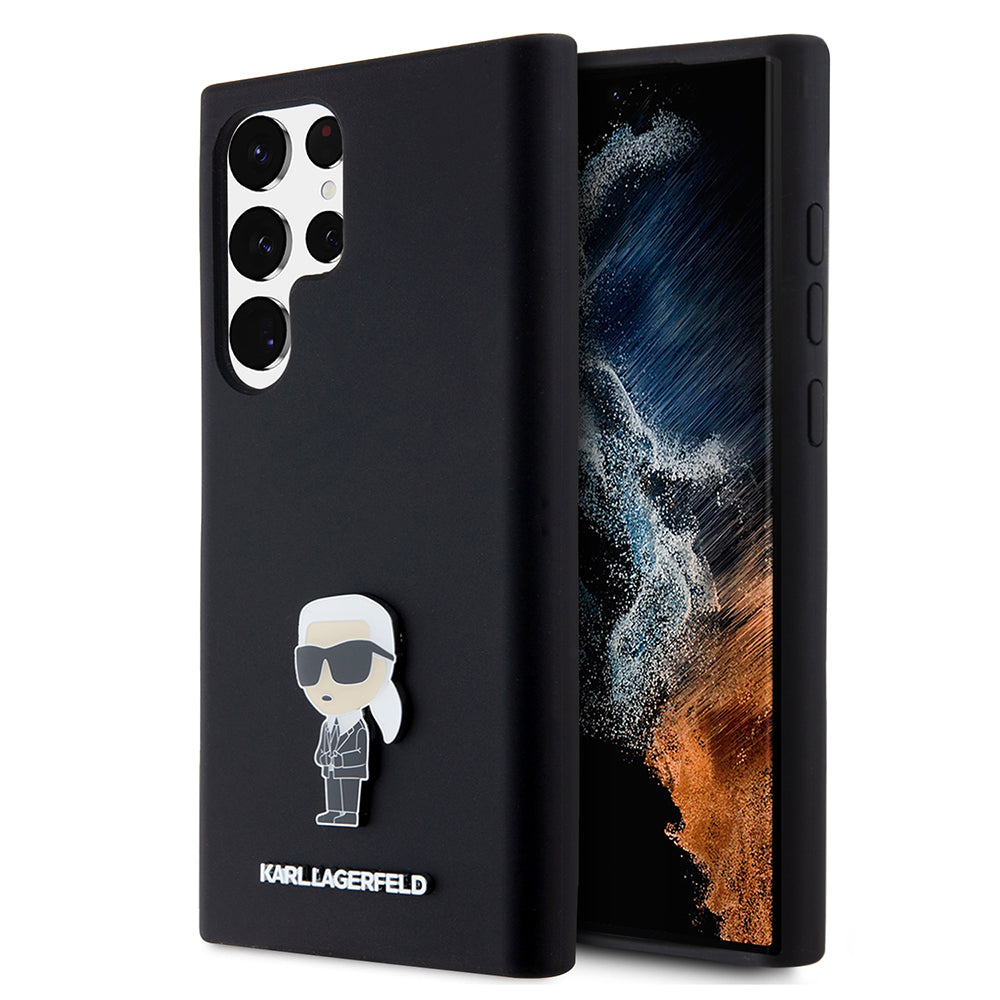 Etui na Samsung Galaxy S23 Ultra S918, Karl Lagerfeld, Silicone Ikonik Karl Metal, Czarne