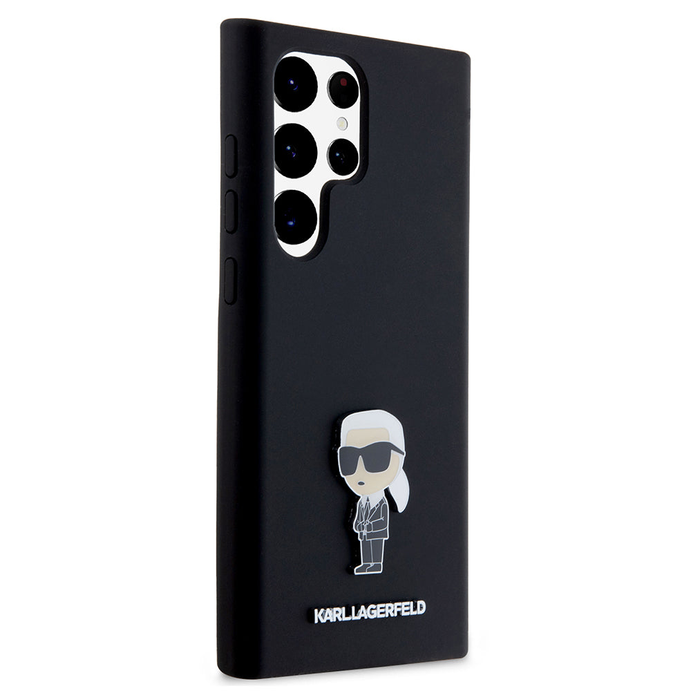Etui na Samsung Galaxy S23 Ultra S918, Karl Lagerfeld, Silicone Ikonik Karl Metal, Czarne