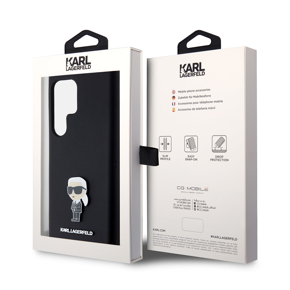 Etui na Samsung Galaxy S23 Ultra S918, Karl Lagerfeld, Silicone Ikonik Karl Metal, Czarne