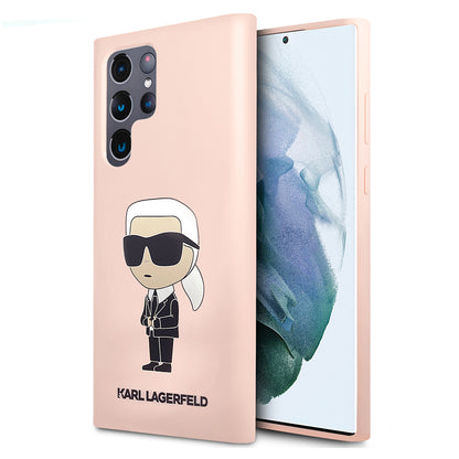 Etui na Samsung Galaxy S23 Ultra S918, Karl Lagerfeld, Silicone Ikonik Karl, Różowy